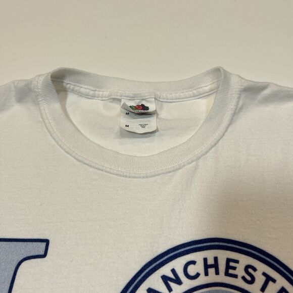 Manchester City FB Shirt Adult Medium White Short Sleeve Soccer Club Logo Tee - Picture 6 of 12